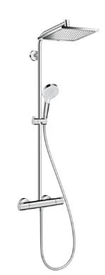 Hansgrohe Crometta E 240 1jet ecoSmart Showerpipe douchesysteem - chroom - thermostaat - hoofddouche 240 mm vierkant - handdouche Crometta S 2jet 27281000