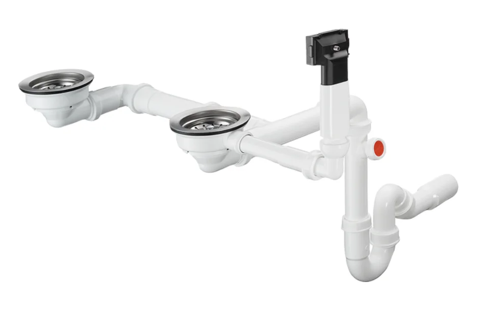 Hansgrohe D17-10 Manuele lediging met afvoer- en overloopset voor dubbele bak in graniet Hansgrohe 43928000