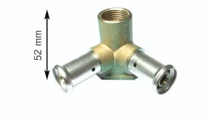 Henco 3P-160416 Henco P-serie messing pers dubbele muurplaat 90° FF 16 x 1/2 F x 16 mm - aansluiting 90°