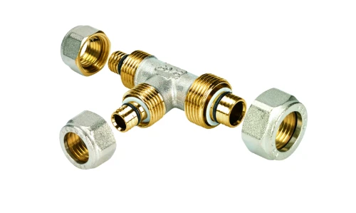 Henco S-serie messing knel T-stuk 90° FFF 16 x 16 x 16 mm 8-161616-S