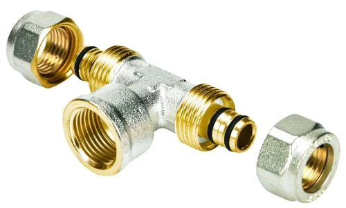 Henco messing knel verloop T-stuk met binnendraad 90° FFF 16 x 1/2 F x 16 mm 9-160416