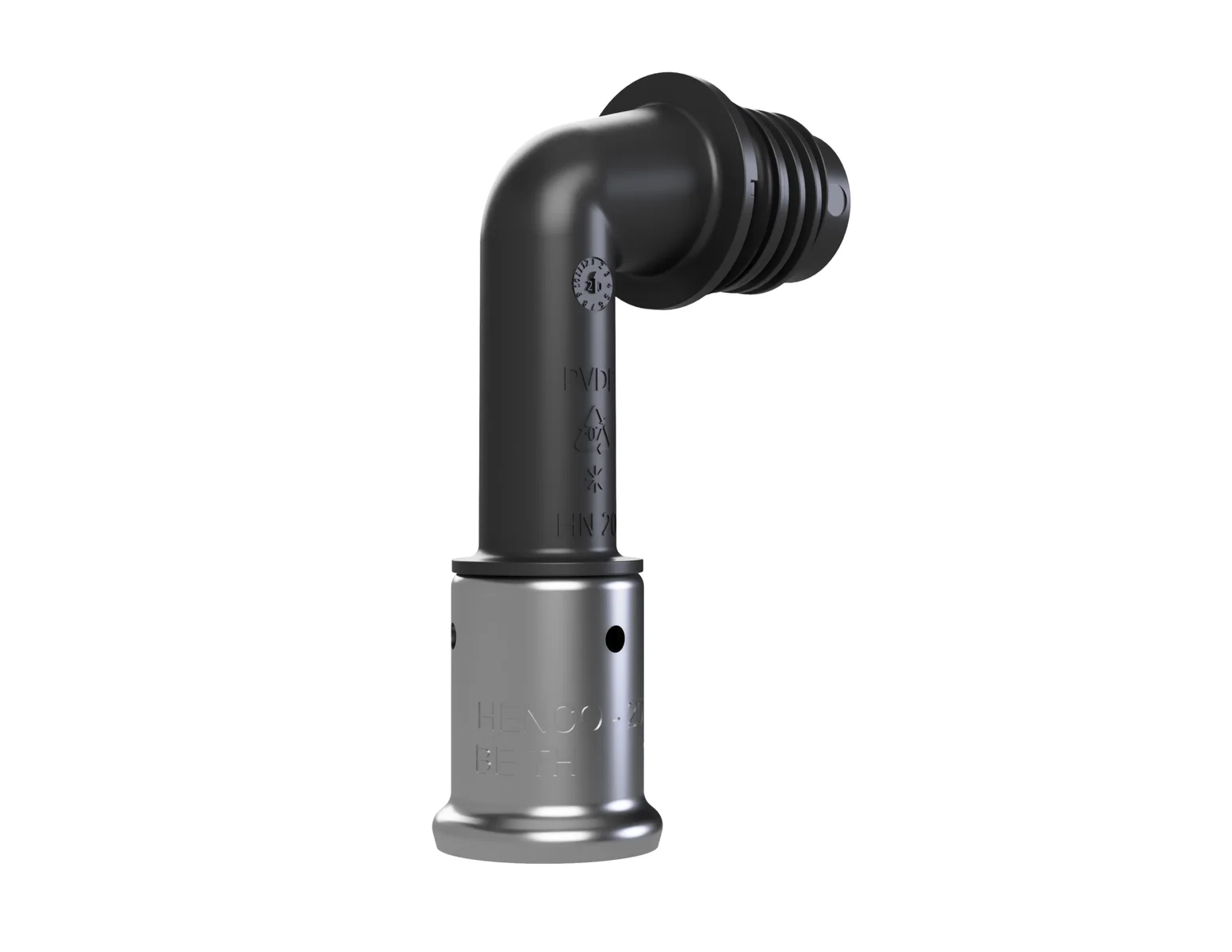 Henco Persovergangsknie kunststof 26/3mm x M 90° (drink)water Henco Pro-Flow VKPK90-26-D