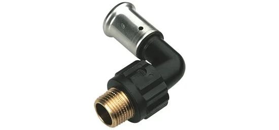 Henco Persovergangsknie kunststof 32/3mm x 1" M 90° (drink)water Henco PVDF 5PK-3206