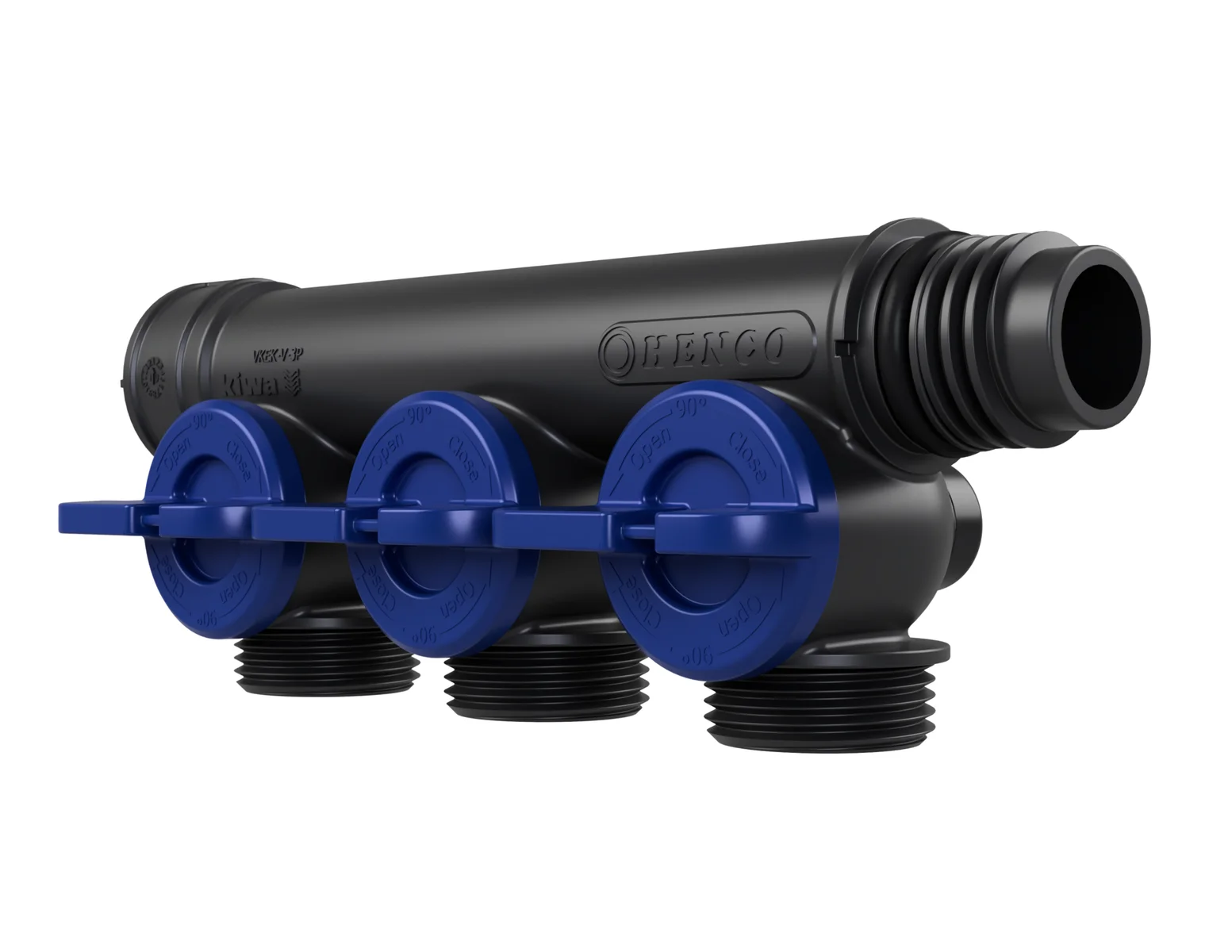 Henco Verdeler voor CV kunststof Henco Pro-Flow 3P blauw VKEK-V-3P-BLUE