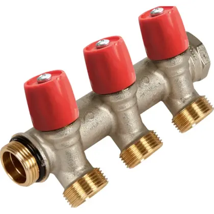 Henco Verdeler voor CV messing Henco 1" + 3 x 1" rood VBS060503-RO