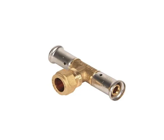 Henco Persovergangs-T-stuk messing 16/2 x 15mm x 16/2 knel (drink)water Henco 43P-161516