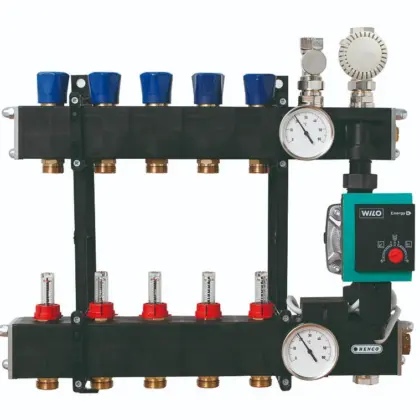 Henco Collector voor vloerverwarming kunststof Henco 3/4" + 13 x 3/4" met ontluchting