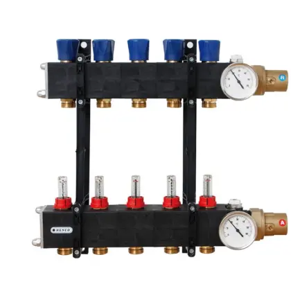 Henco Collector voor vloerverwarming kunststof Henco 1" + 4 x 3/4" met ontluchting