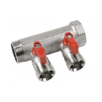Henco Verdeler voor CV messing Henco 3/4" + 2 x 3/4" rood VB050502-ROOD