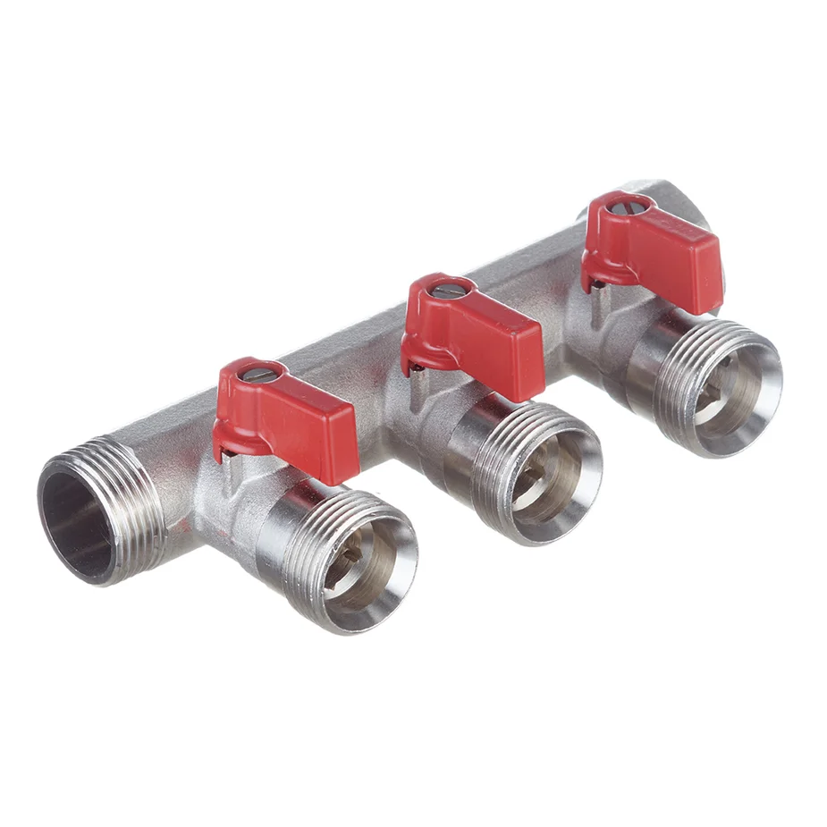 Henco Verdeler voor CV messing Henco 3/4" + 3 x 3/4" rood VB050503-ROOD