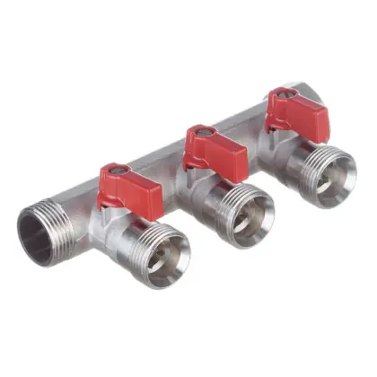Henco Verdeler voor CV messing Henco 1" + 3 x 3/4" rood VB060503-ROOD