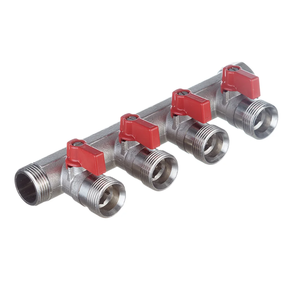 Henco Verdeler voor CV messing Henco 1" + 4 x 3/4" rood VB060504-ROOD