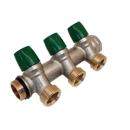 Henco Verdeler voor CV messing Henco 3/4" + 2 x 3/4" groen VBS050502-GR