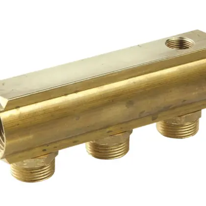 Henco Verdeler voor CV messing Henco 1" + 2 x 3/4" met ontluchting
