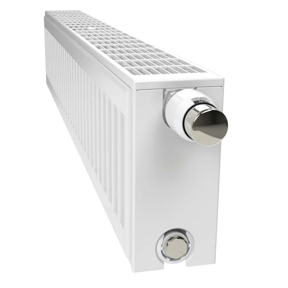 Henrad Paneelradiator Henrad Premium Plinth 22 HxL=200x1000mm 651W (75/65/20) wit RAL9016 , aansluiting: rechts 0168022210