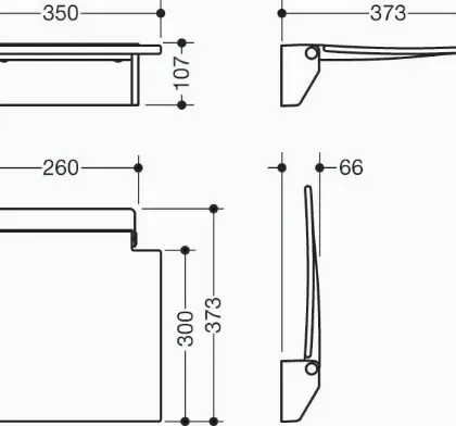 Hewi serie 950 opklapbaar zitje 350 - muurconsole wit - signaalwit 950.51.20090 98