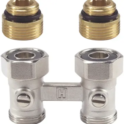 Honeywell Home H-onderblok Honeywell Home COMFORT 3/4" ek 1/2" recht tweepijp messing V2496 V2496DY015
