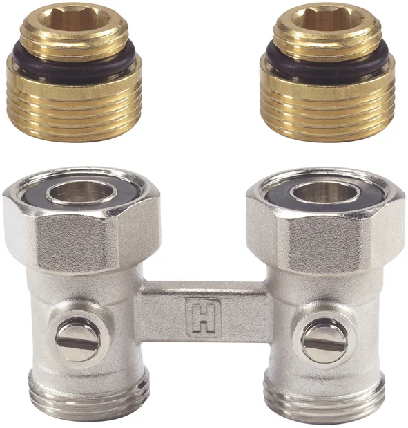 Honeywell Home H-onderblok Honeywell Home COMFORT 3/4" ek 1/2" recht tweepijp messing V2496 V2496DY015