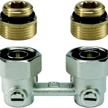 Honeywell Home H-onderblok Honeywell Home COMFORT 3/4" ek 1/2" haaks tweepijp messing V2496 V2496EY015A