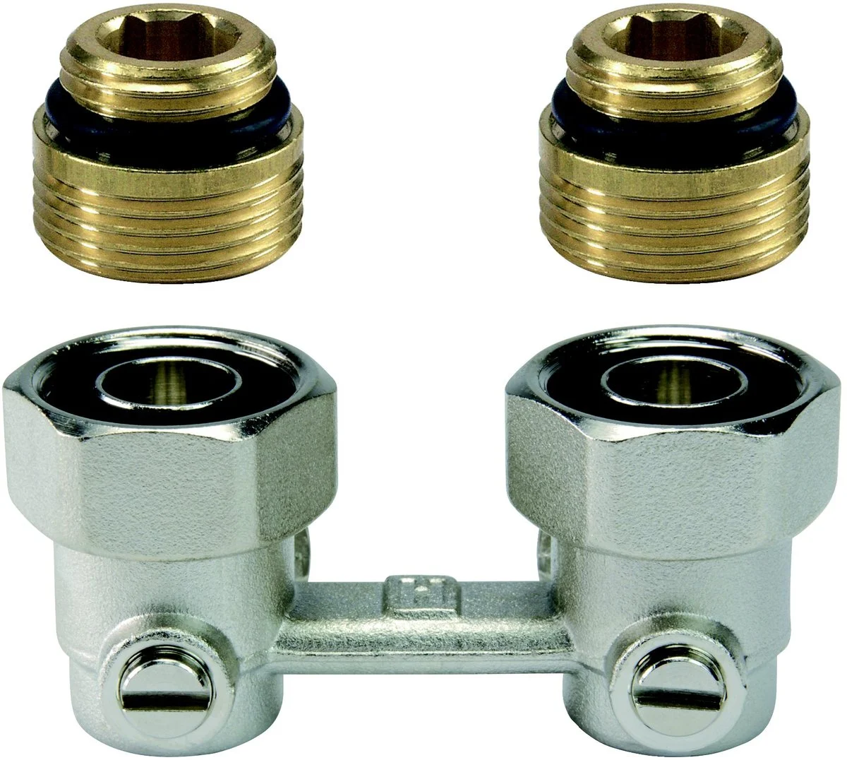 Honeywell Home H-onderblok Honeywell Home COMFORT 3/4" ek 1/2" haaks tweepijp messing V2496 V2496EY015A