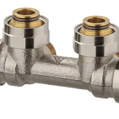 IMI Heimeier H-onderblok IMI Heimeier Vekotec 3/4" ek haaks tweepijp brons 0573-50.000