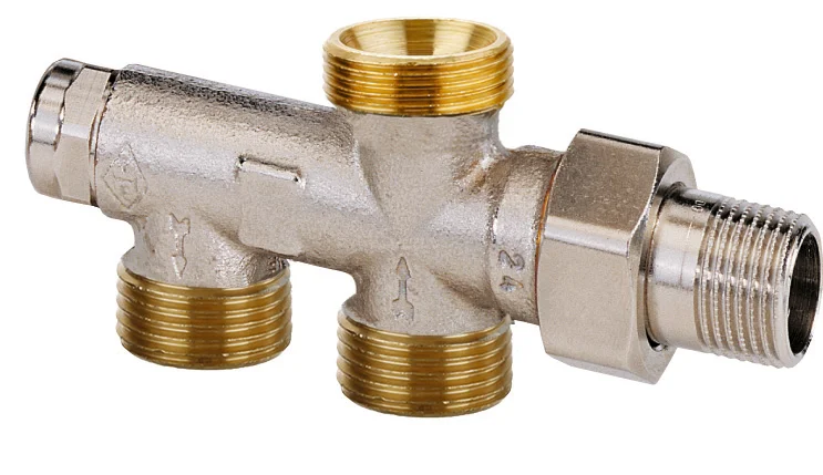 IMI Heimeier H-onderblok IMI Heimeier Duolux M24 x 1,5 1/2" recht tweepijp brons 3801-02.000