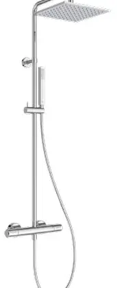 Ideal Standard A8492AA Ideal Standard CeraTherm T25 New EcoFlow douchesysteem - chroom - staafhanddouche 1jet vierkant 6 l/min - hoofddouche 250 x 250 mm 8 l/min - IdealFlex 1/2 x 1750 mm