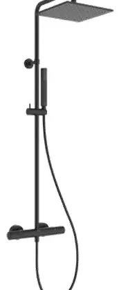 Ideal Standard A8492XG Ideal Standard CeraTherm T25 New Ecoflow douchesysteem - Silk Black - staafhanddouche 1jet vierkant 6 l/min - hoofddouche 250 x 250 mm 8 l/min - IdealFlex 1/2 x 1750 mm