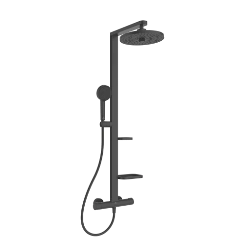 Ideal Standard Alu+ douchethermostaatset - hoofddouche 260 mm - handdouche 100 mm - zwart mat BD583XG