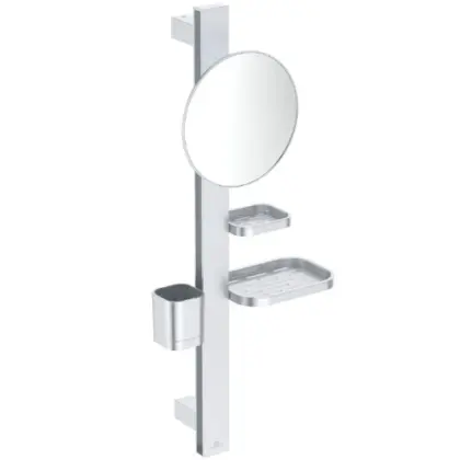 Ideal Standard BD589SI Ideal Standard Alu+ Accessoire Bar S - Make-up spiegel 200mm - planchet en tandenborstelhouder - silver