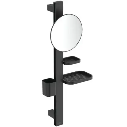 Ideal Standard BD589XG Ideal Standard Alu+ Accessoire Bar S - Make-up spiegel 200mm - planchet en tandenborstelhouder - zwart mat