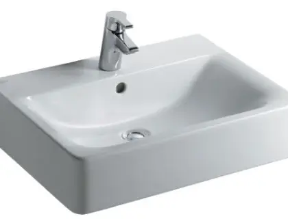 Ideal Standard Connect Cube wastafel 600 x 460 x 175 mm - wit - met kraangat - met overloop E714101