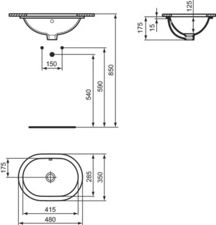 Ideal Standard Wastafel Ideal Standard Connect wit 490x360mm ovaal E504601