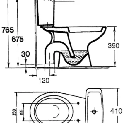 Ideal Standard Staande wc Ideal Standard Alpha diep spoelrand 36x64x wit uitlaat verticaal (AO) R341801