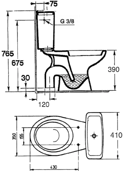 Ideal Standard Staande wc Ideal Standard Alpha diep spoelrand 36x64x wit uitlaat verticaal (AO) R341801