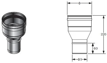 Isoleco Rookgasketeladapter Isoleco inox enkelwandig/enkelwandig op aanvraag - 200mm 31.461.11.82