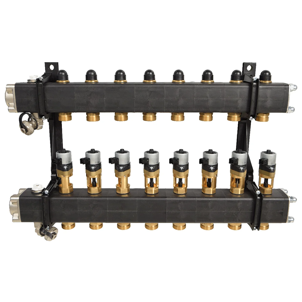 Itho Daalderop Collector voor vloerverwarming kunststof Itho Daalderop Spider 1" + 10 x 3/4" met ontluchting, incl. zonemotor 03-00540