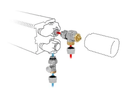 Jaga Driewegset Jaga set 282 geschikt voor tweepijpssysteem 15/1mm vloeraansluiting thermostaatkop : AC COLOGF2AC4115
