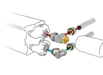 Jaga Driewegset Jaga set 285 geschikt voor tweepijpssysteem 16/2mm wandaansluiting thermostaatkop : AW COLOGW2AW4616