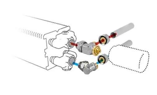 Jaga Driewegset Jaga set 285 geschikt voor tweepijpssysteem 16/2mm wandaansluiting thermostaatkop : JW COLOGW2JW4616