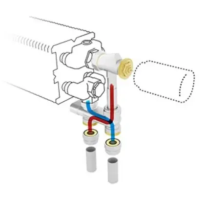 Jaga Driewegset Jaga set 102 geschikt voor tweepijpssysteem 20/2mm vloeraansluiting thermostaatkop : AC COLOHBCFAC4620