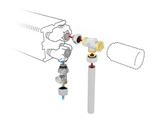 Jaga Driewegset Jaga set 222 geschikt voor tweepijpssysteem 16/2mm vloeraansluiting thermostaatkop : AB COLOJF2AB4616