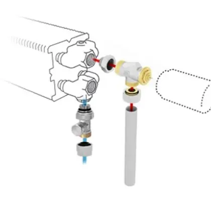 Jaga Driewegset Jaga set 222 geschikt voor tweepijpssysteem 20/2mm vloeraansluiting thermostaatkop : AC COLOJF2AC4620
