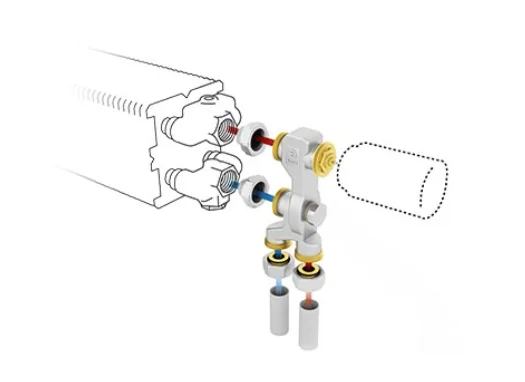 Jaga Driewegset Jaga set 14 geschikt voor éénpijpssysteem 16/2mm vloeraansluiting thermostaatkop : AB COLOPF1AB3616