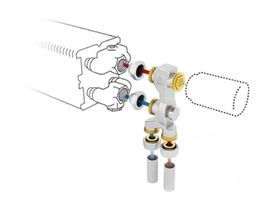 Jaga Driewegset Jaga set 12 geschikt voor tweepijpssysteem 16/2mm vloeraansluiting thermostaatkop : JH COLOPF2JH3616
