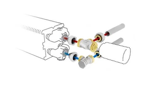 Jaga Driewegset Jaga set 25 geschikt voor tweepijpssysteem 15/1mm wandaansluiting thermostaatkop verwarmen en koelen : HC COLOSW2HC3115
