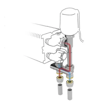 Jaga Driewegset Jaga set 112 geschikt voor tweepijpssysteem 16/2mm vloeraansluiting thermo-elektrische motor 230 VAC COLOVBCF234616