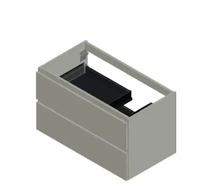 KL11822R Kivu wastafelonderkast met 2 laden rechts greeploos 900 x 475 x 520 mm - wit