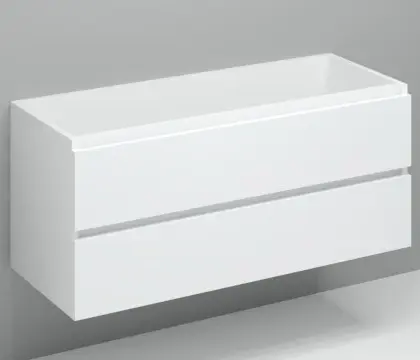 KL11832L Kivu wastafelonderkast met 2 laden greeploos linkse uitsnijding  1200 x 475 x 520 mm - wit