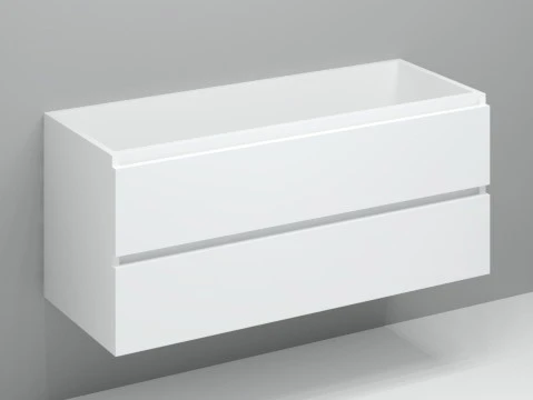 Kivu wastafelonderkast met 2 laden greeploos linkse uitsnijding 1200 x 475 x 520 mm - wit KL11832L